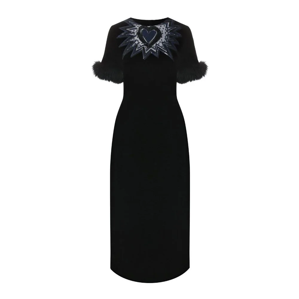 Black Viscose Casual Dress