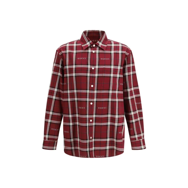 Red Cotton Pattern Shirt