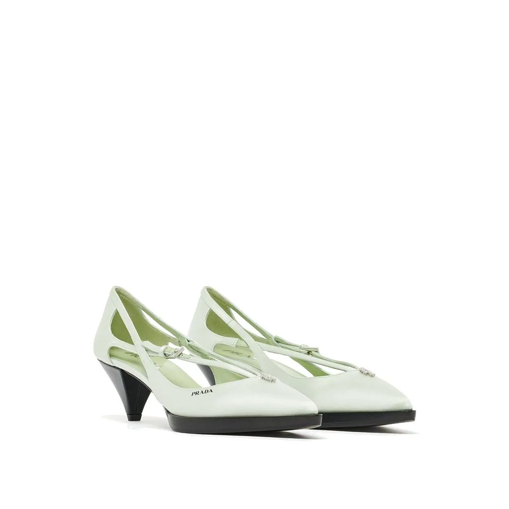 Bicolor Silk Mid Heel Pumps - Image 2