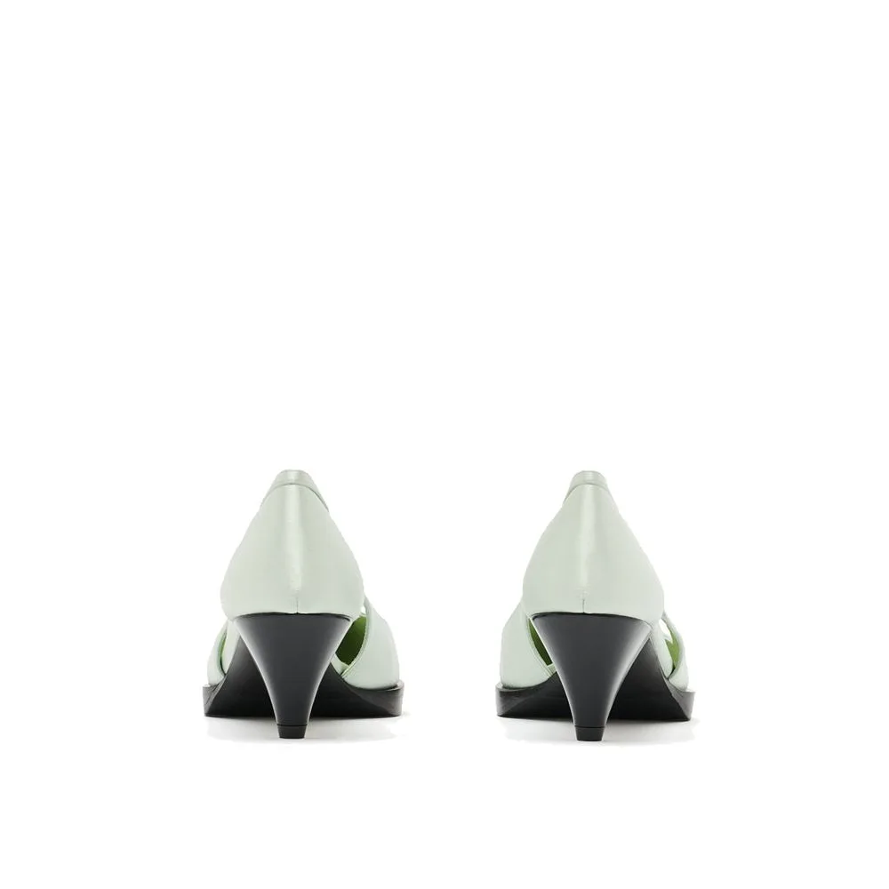 Bicolor Silk Mid Heel Pumps - Image 3