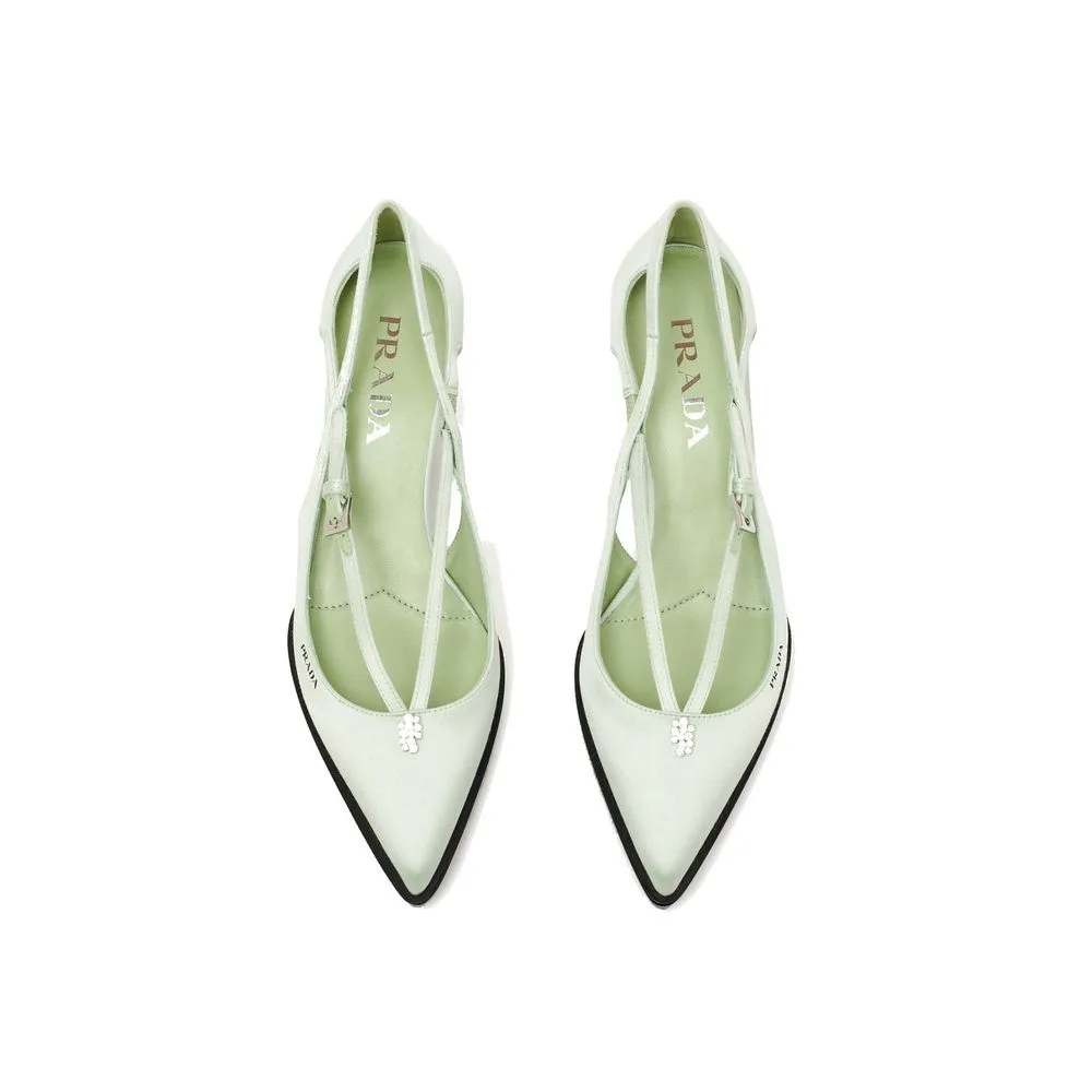 Bicolor Silk Mid Heel Pumps - Image 4