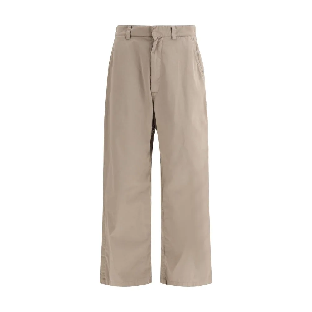 Beige Cotton Casual Pants