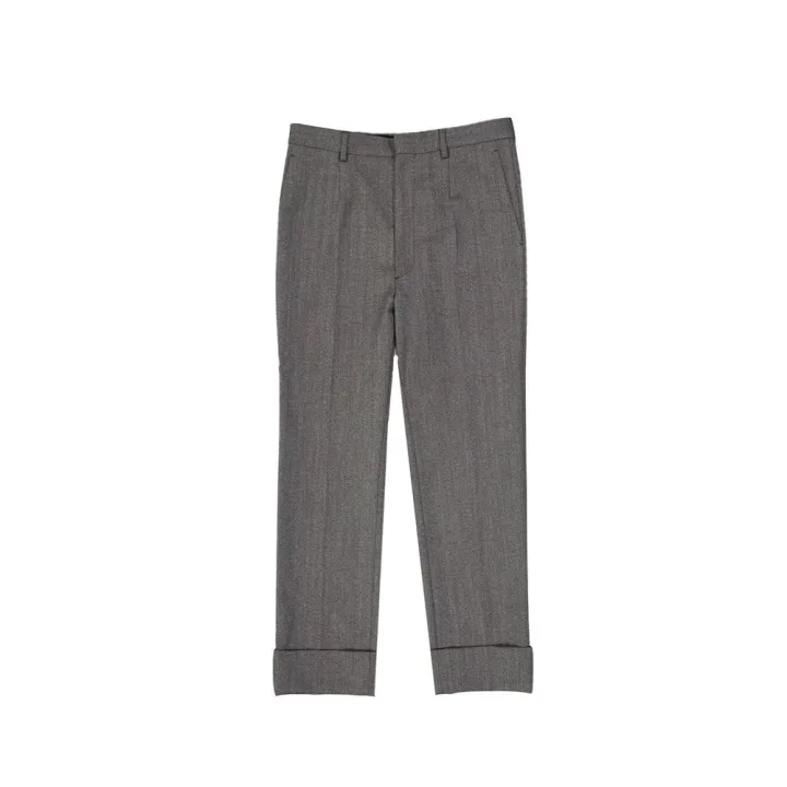 Gray Wool Casual Pants