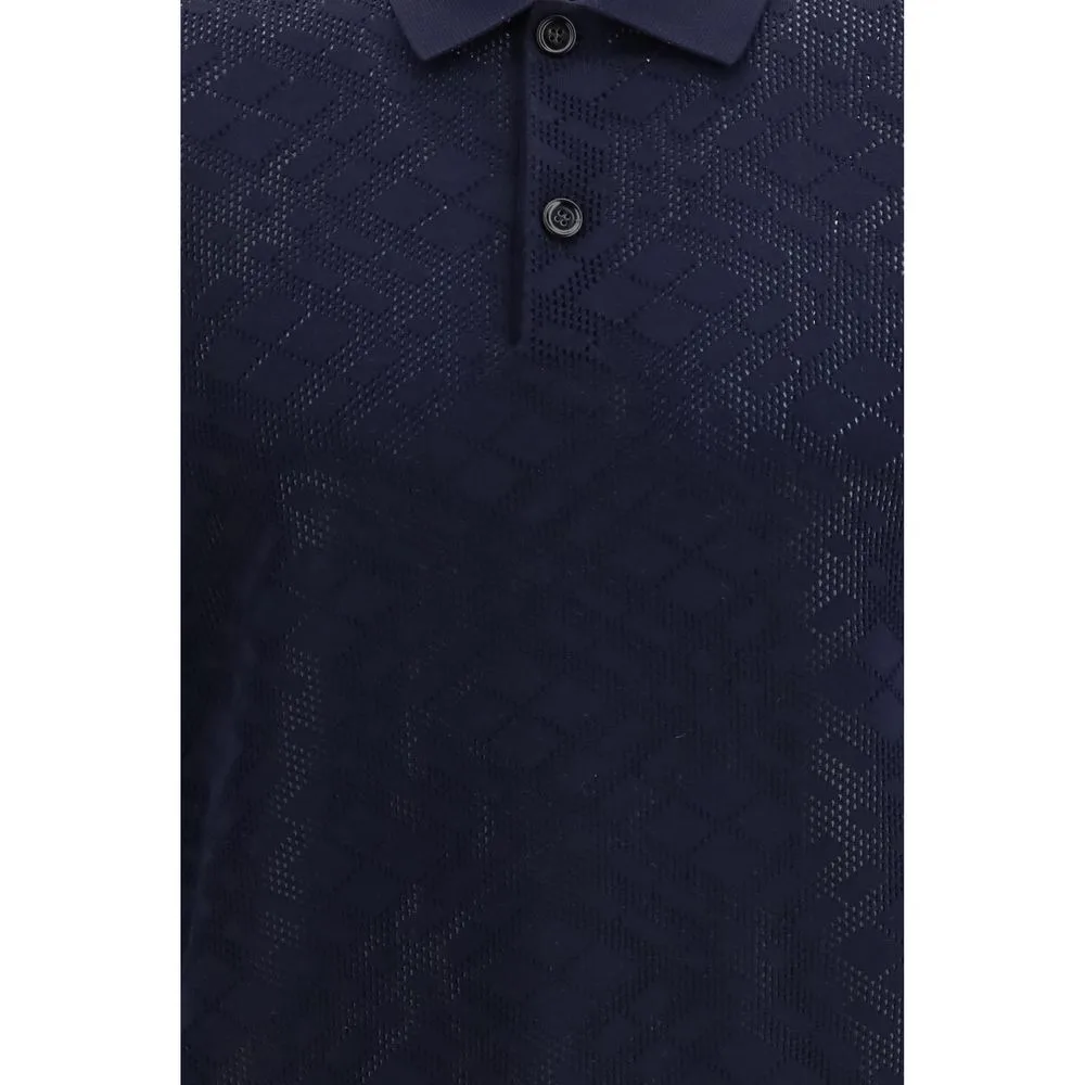 Blue Wool Polo Shirt - Image 3