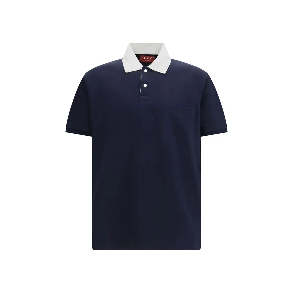 Blue Cotton Polo Shirt