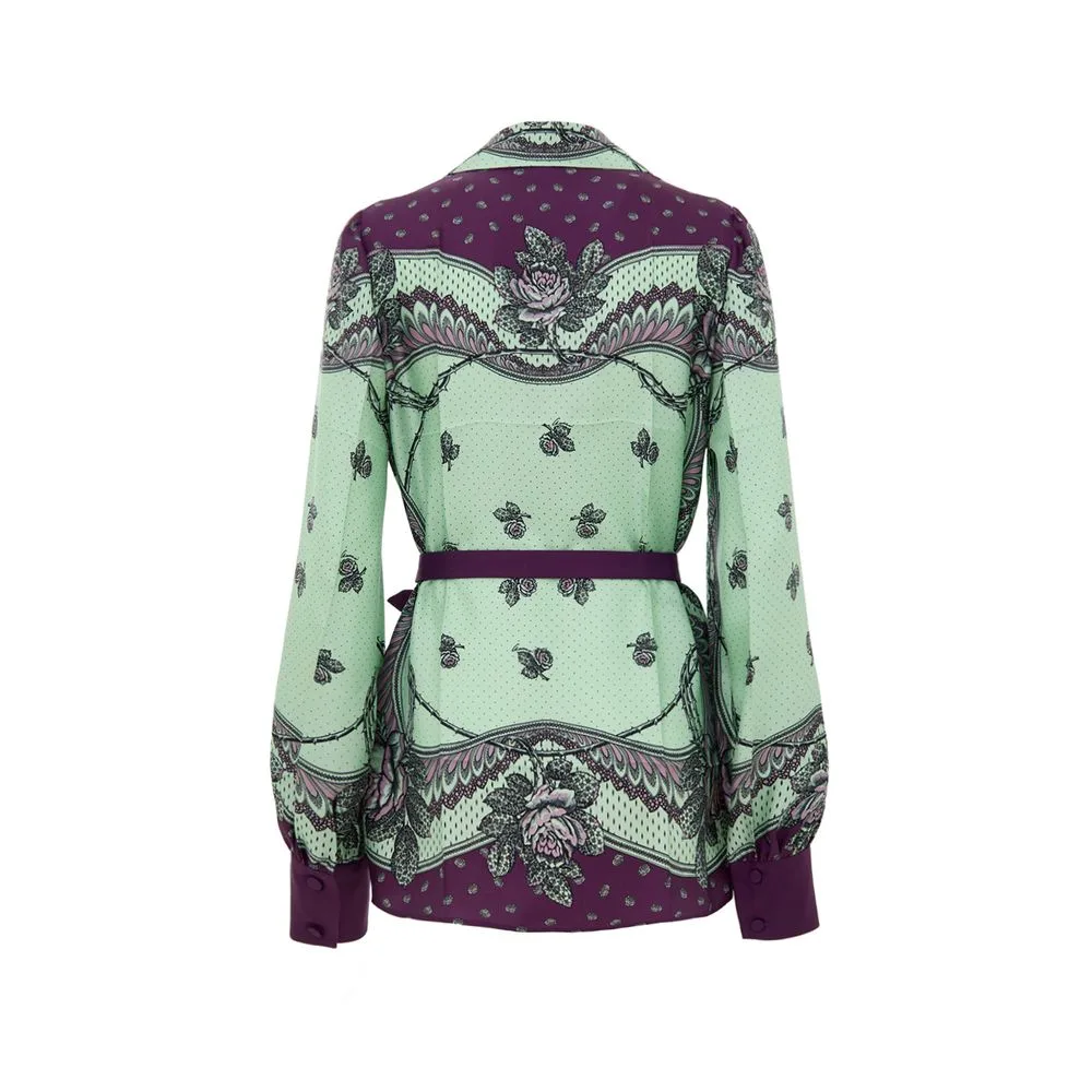 Green Silk Pattern Shirt - Image 2