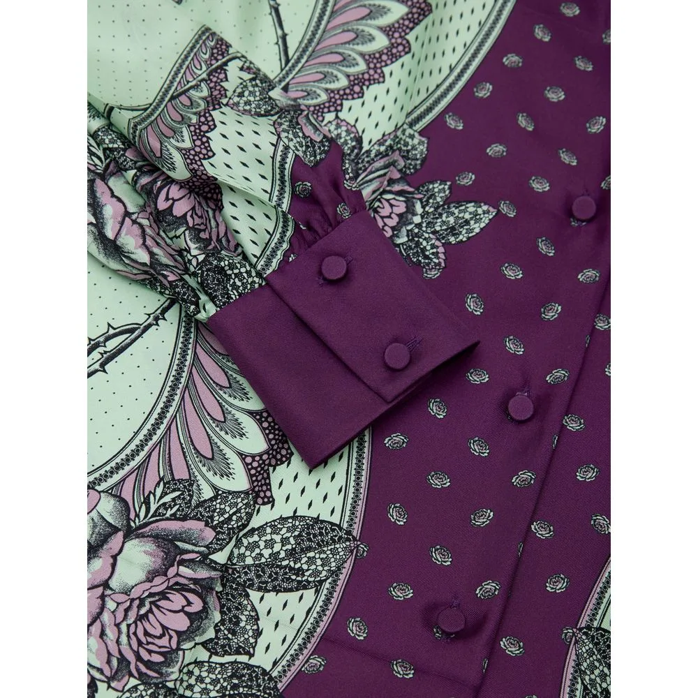 Green Silk Pattern Shirt - Image 4
