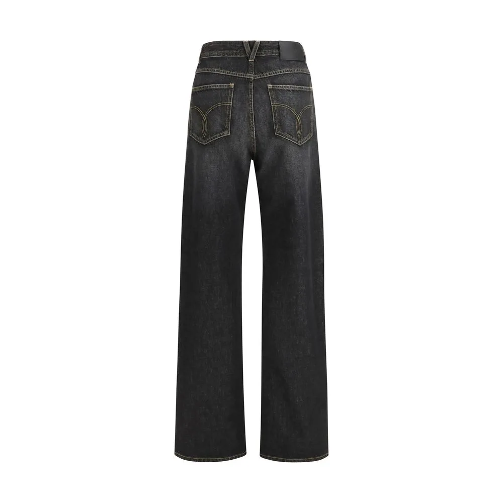 Black Cotton Straight - Leg Jeans - Image 2