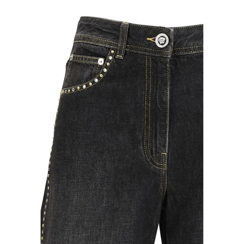 Black Cotton Straight - Leg Jeans - Image 3