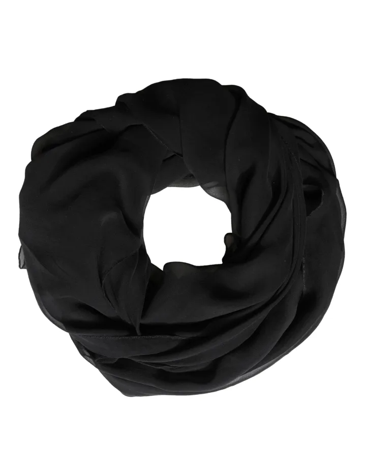 Black Silk Neck Wrap Shawl Stole 167cm x 126cm Scarf