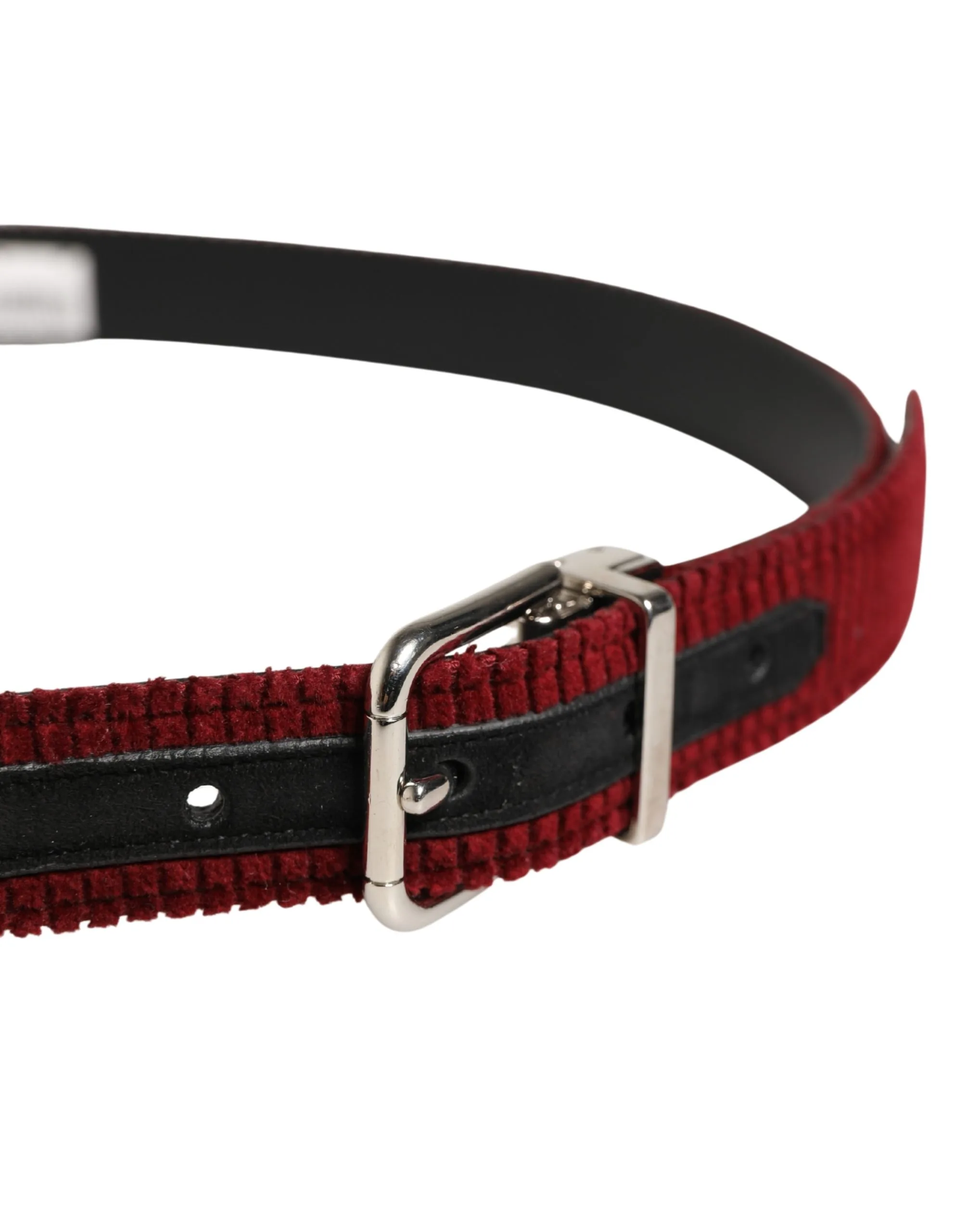 Men Red Velvet Leather Metal Buckle Belt - Image 3