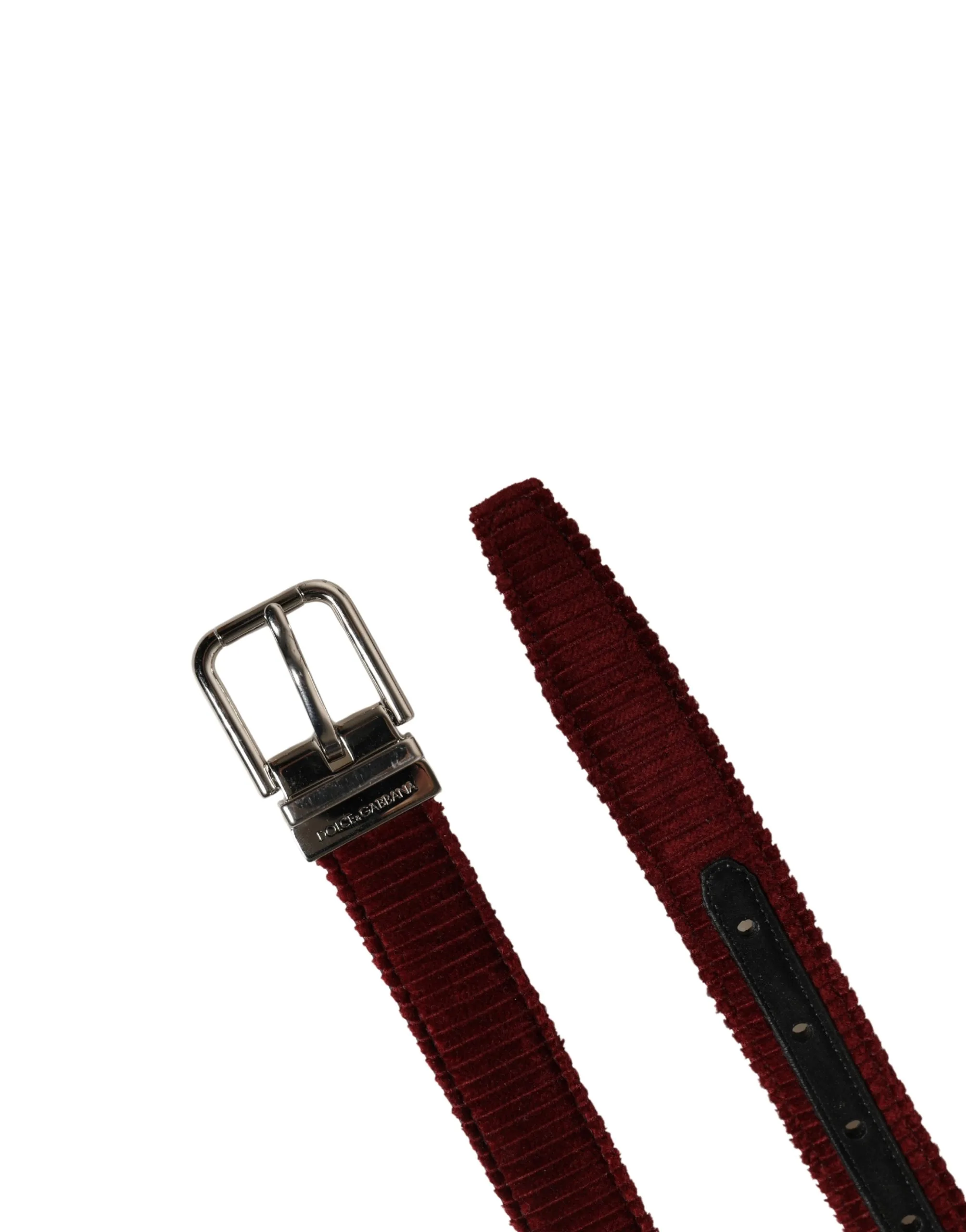 Men Red Velvet Leather Metal Buckle Belt - Image 5