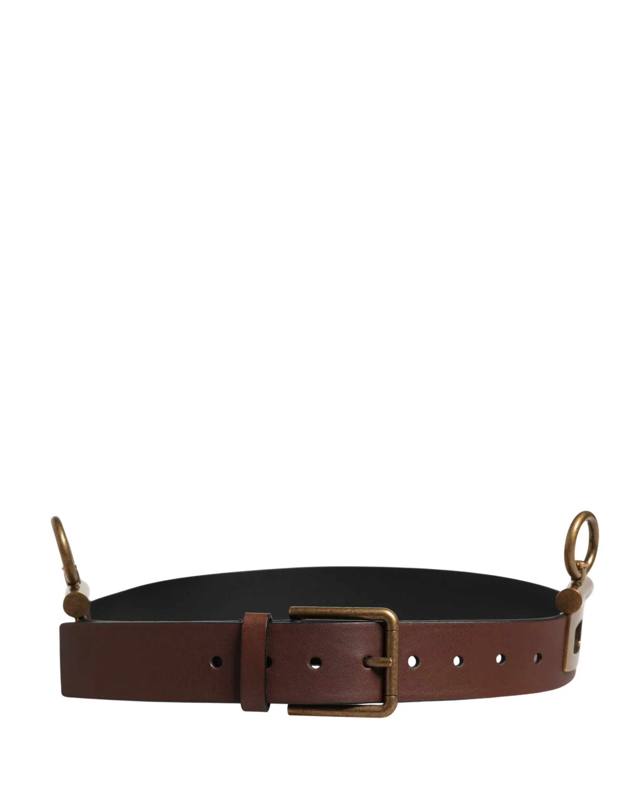 Men Brown Classic Leather Metal Buckle Belt - Image 2
