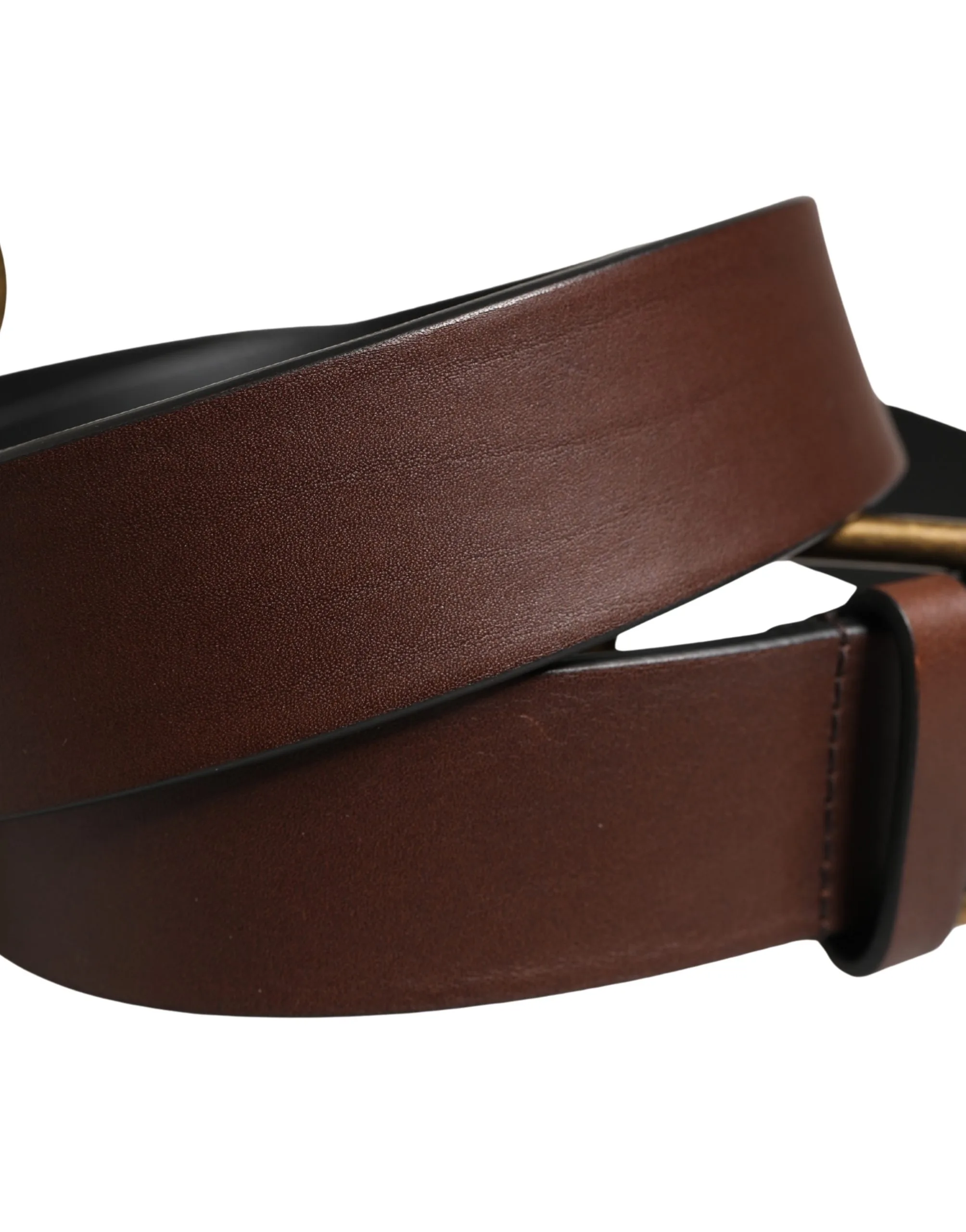 Men Brown Classic Leather Metal Buckle Belt - Image 4
