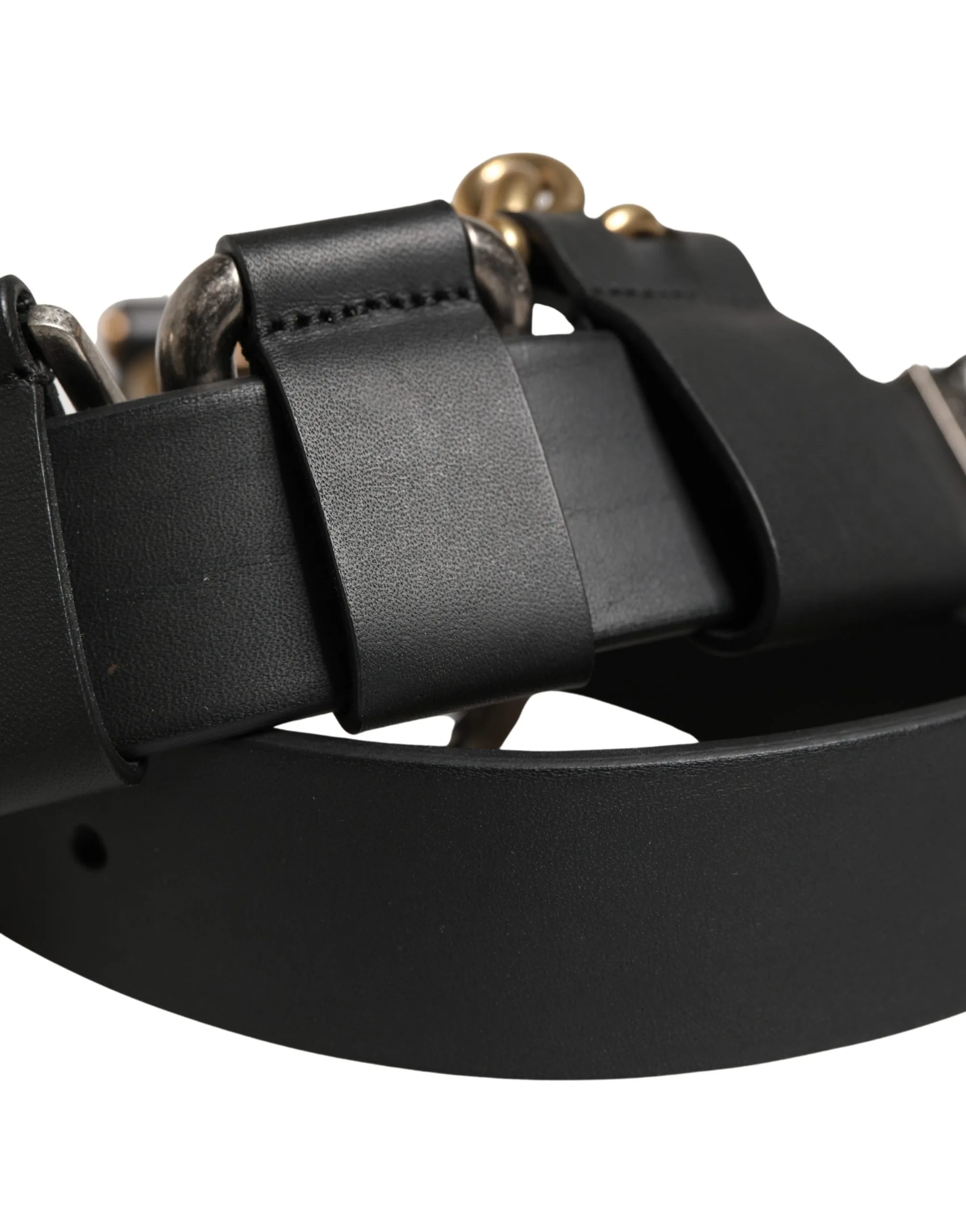Men Black Classic Leather Metal Buckle Belt - Image 4