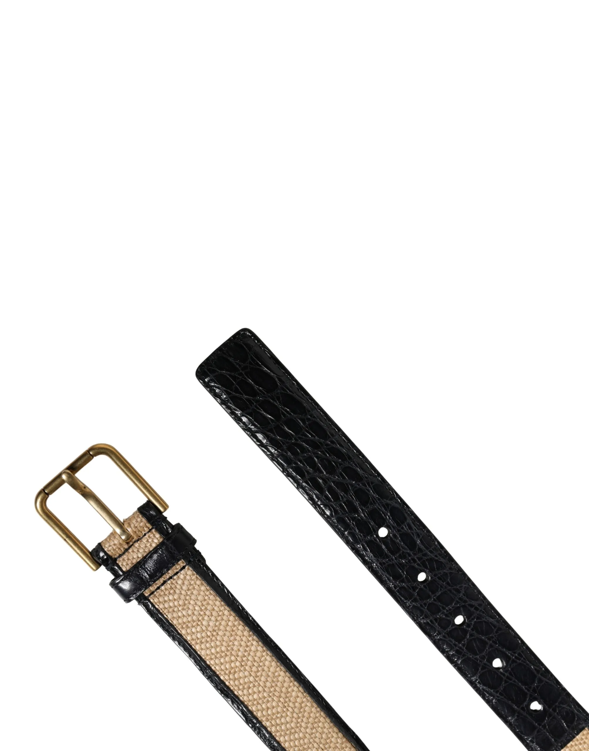 Men Beige Braided Leather Metal Buckle Belt - Image 4