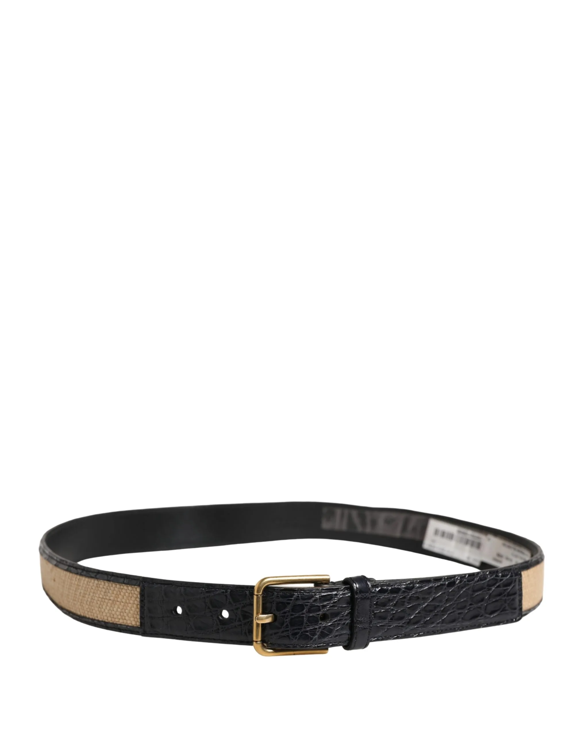 Men Beige Braided Leather Metal Buckle Belt - Image 5