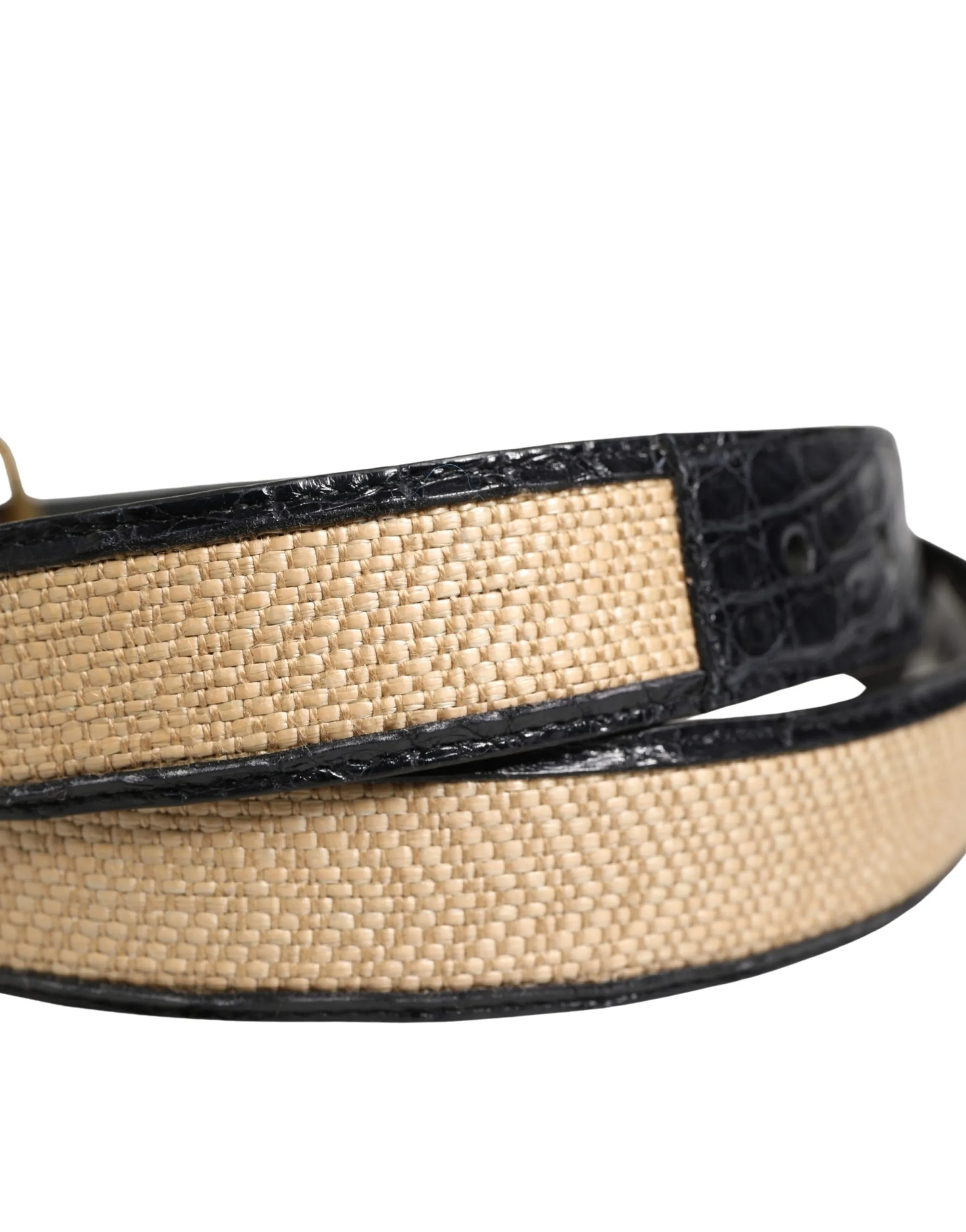 Men Beige Braided Leather Metal Buckle Belt - Image 3