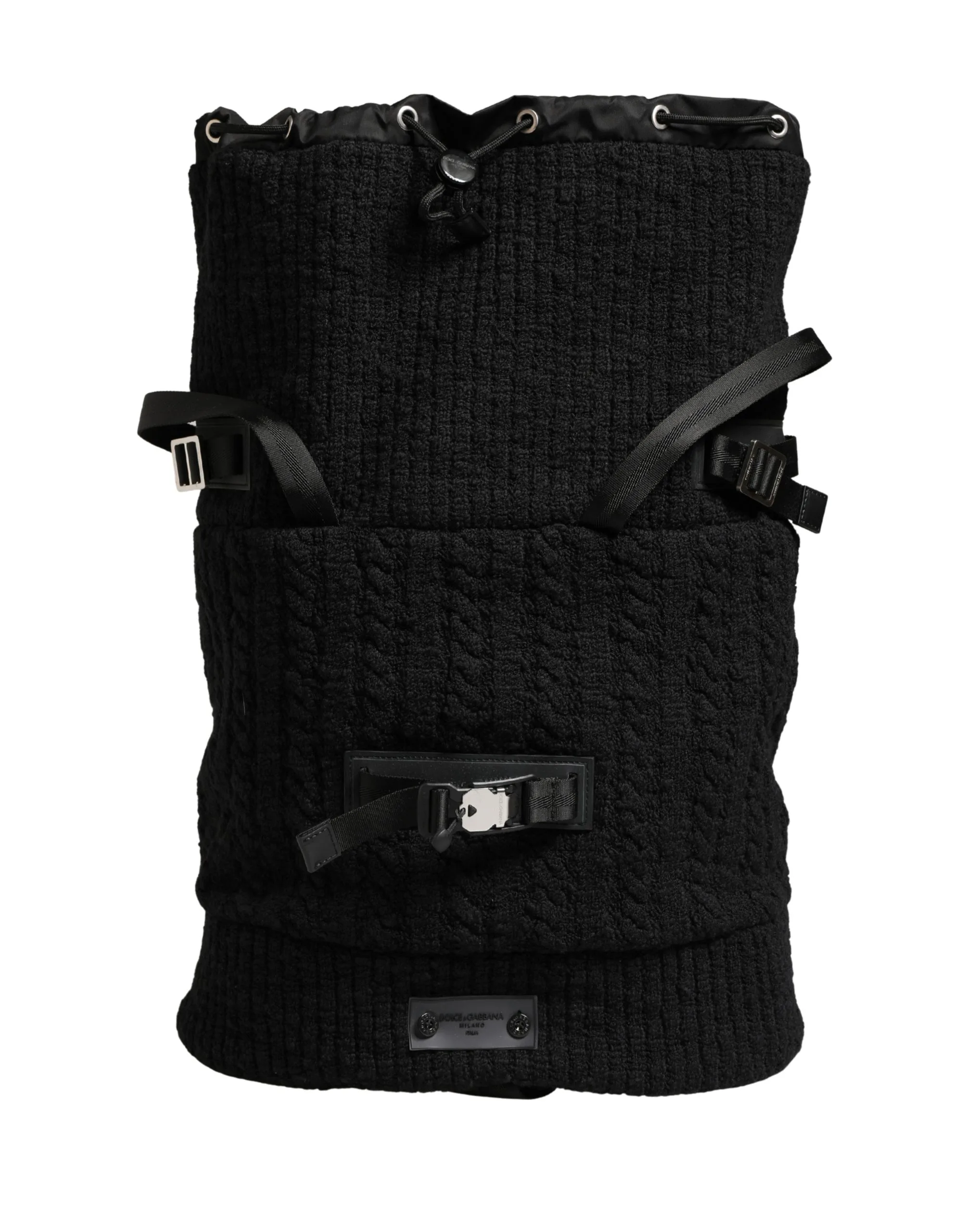Black Tricot Wool Blend Duffel Backpack Travel Bag