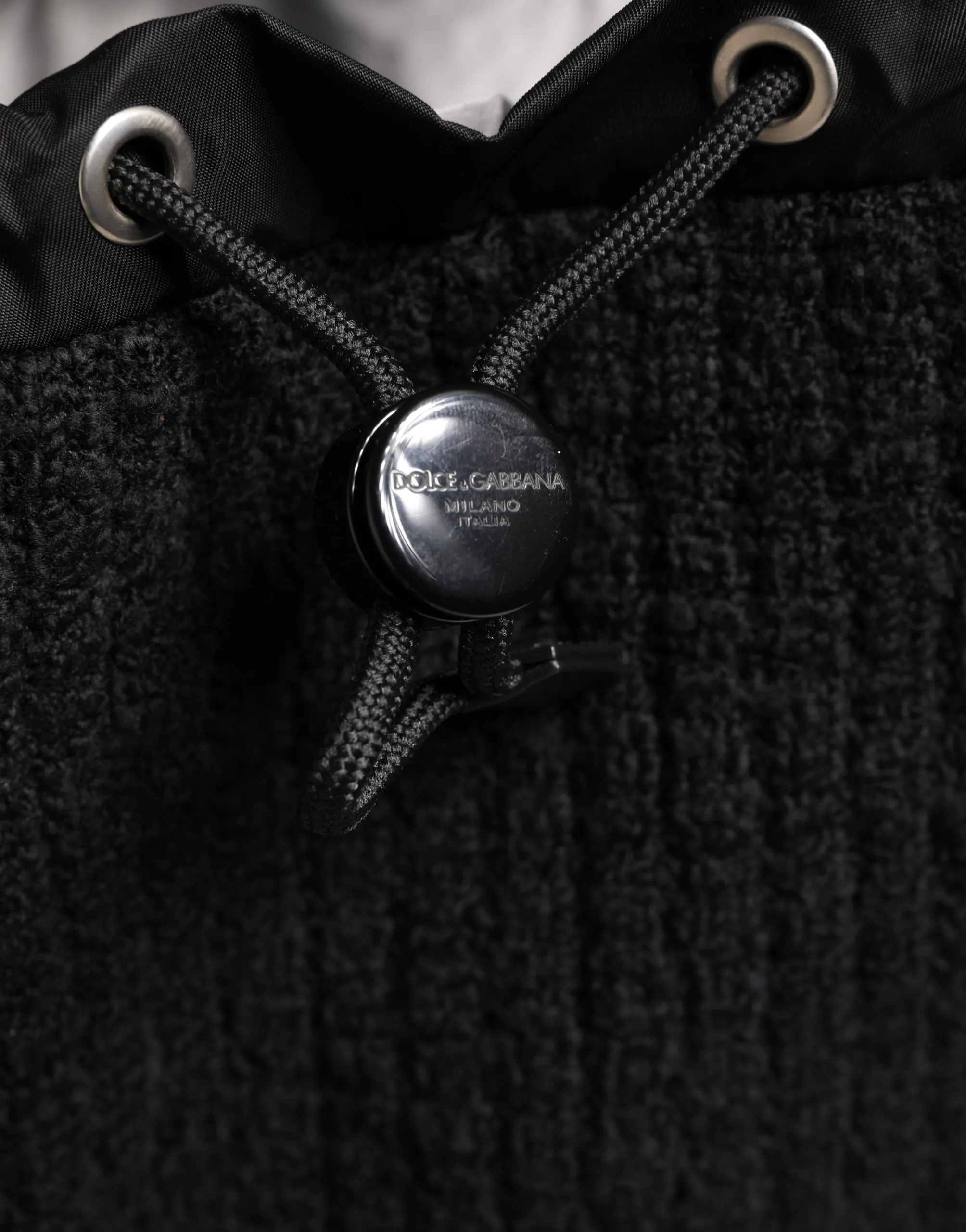 Black Tricot Wool Blend Duffel Backpack Travel Bag - Image 4