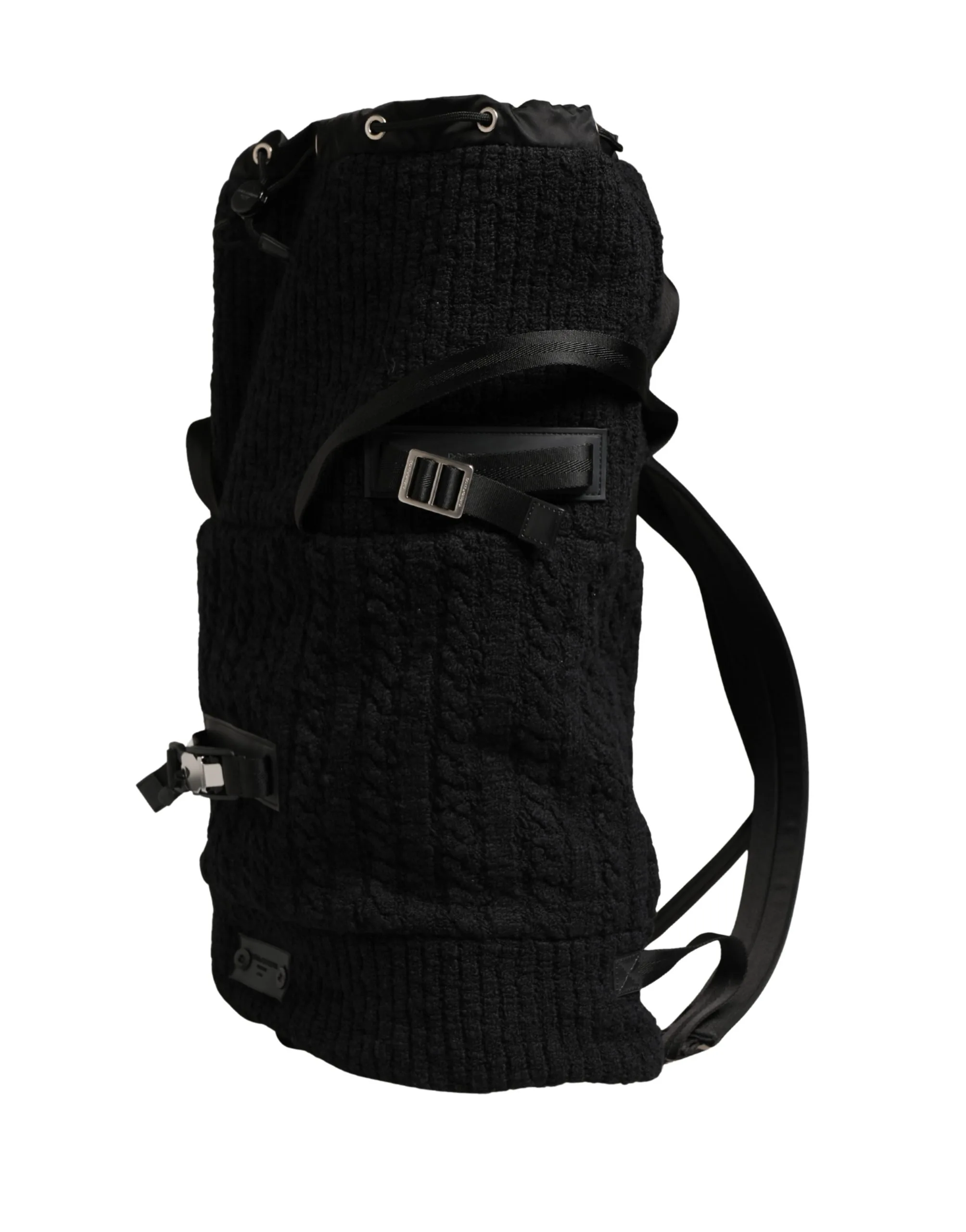 Black Tricot Wool Blend Duffel Backpack Travel Bag - Image 5