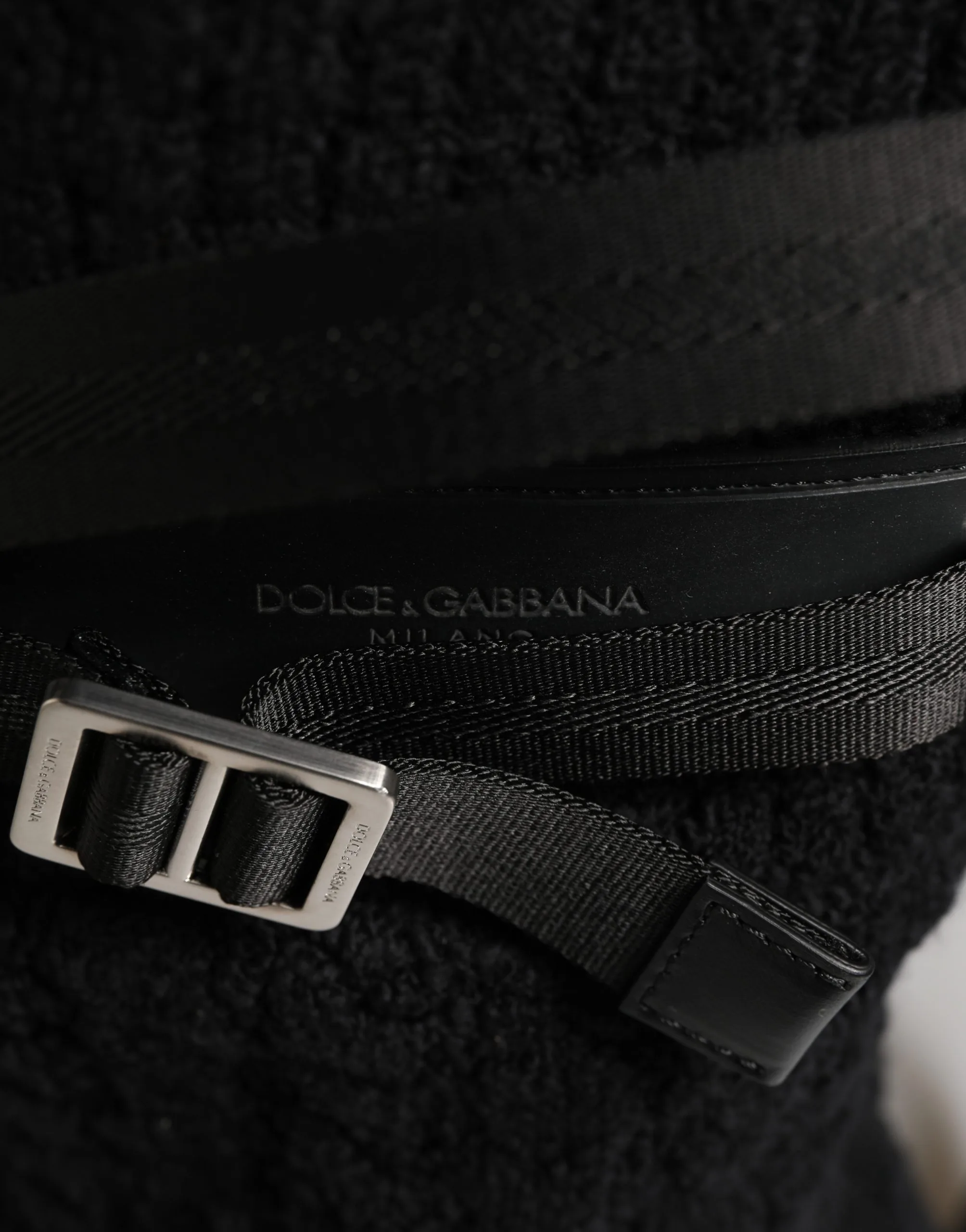 Black Tricot Wool Blend Duffel Backpack Travel Bag - Image 6