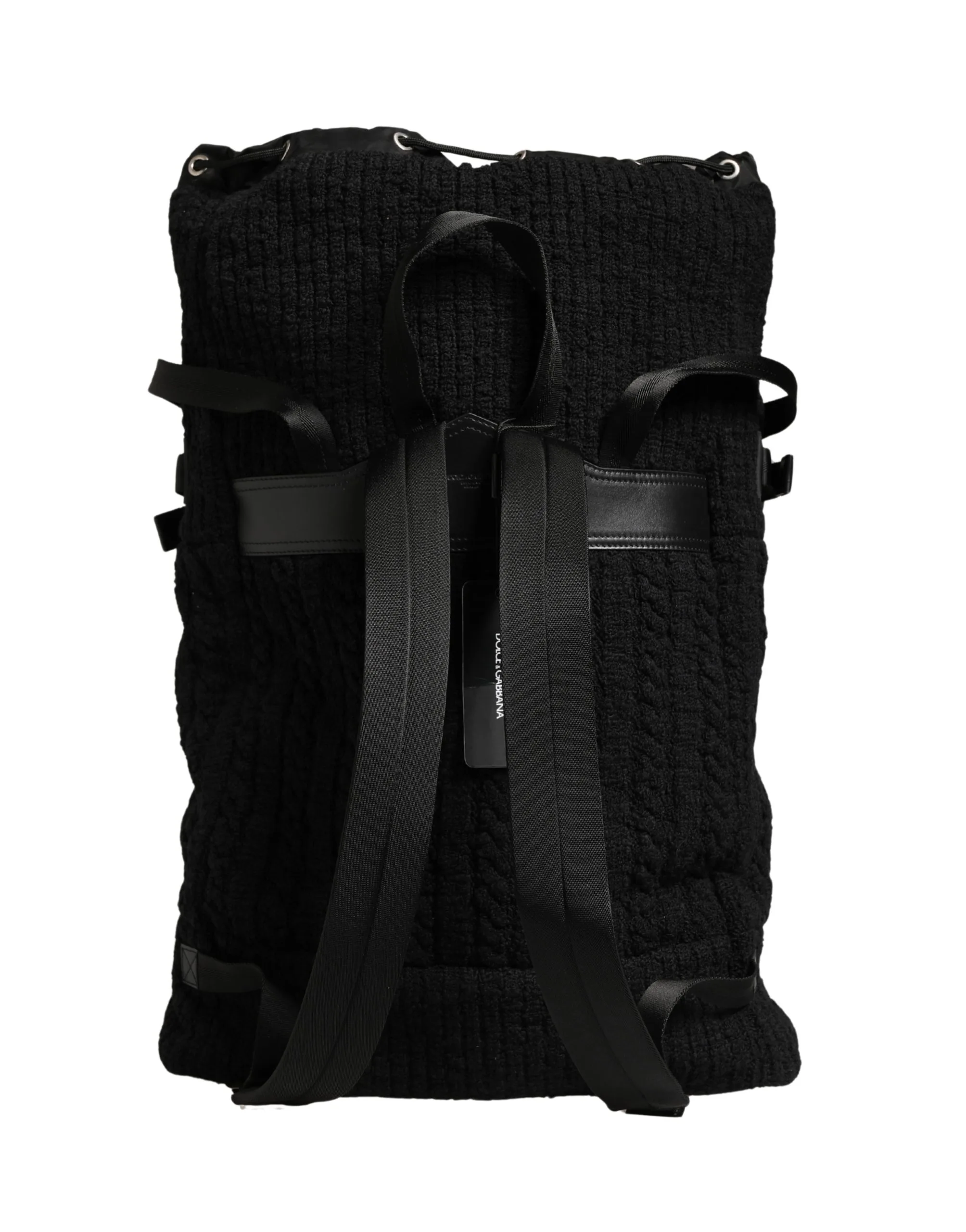 Black Tricot Wool Blend Duffel Backpack Travel Bag - Image 7
