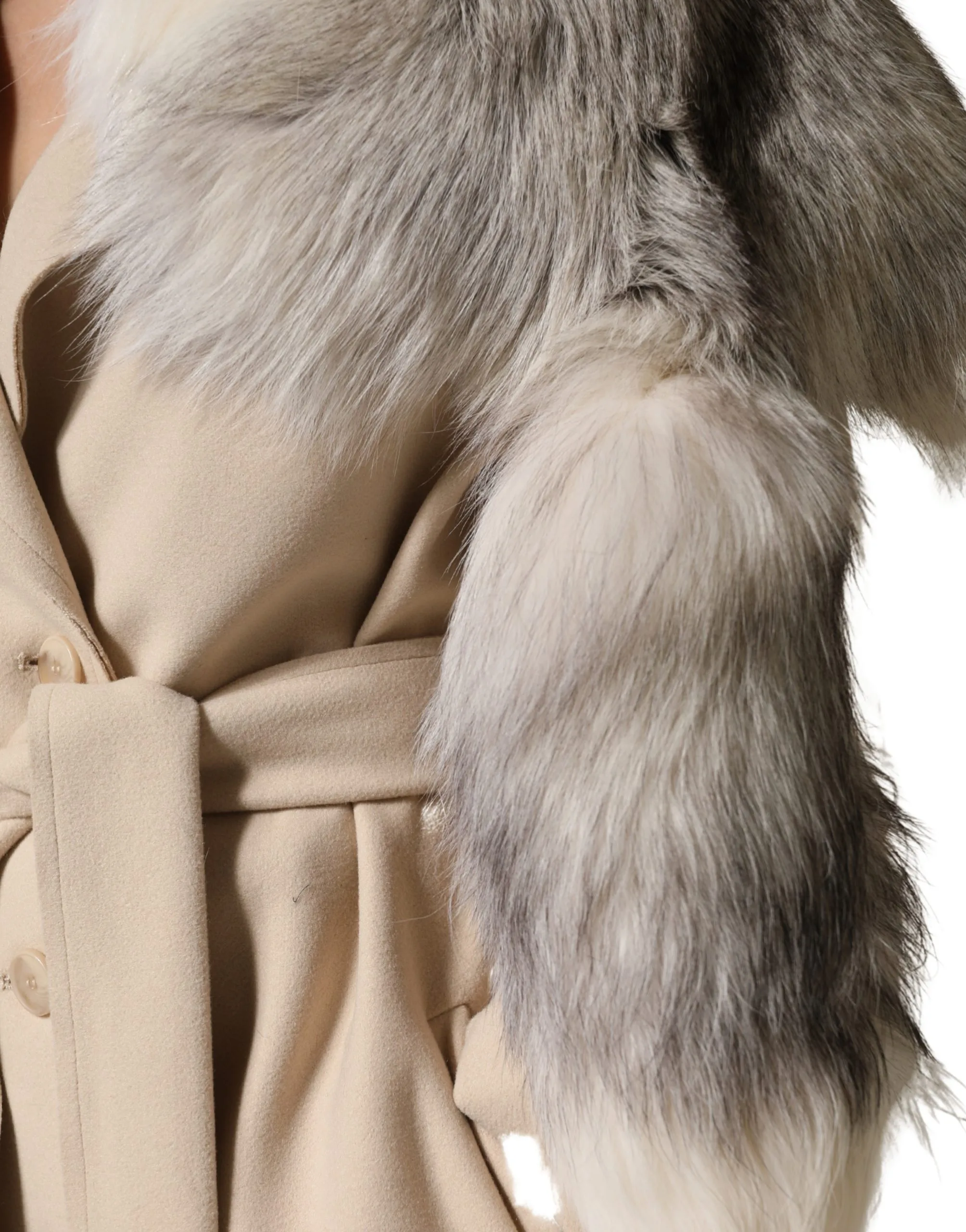 White Fox Fur Neck Wrap Warmer Winter Scarf - Image 3