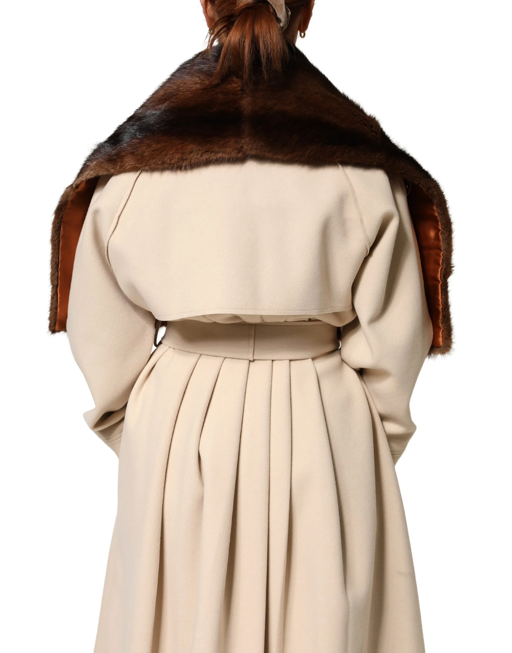 Black Brown Stripe Fur Shawl Wrap Scarf - Image 2
