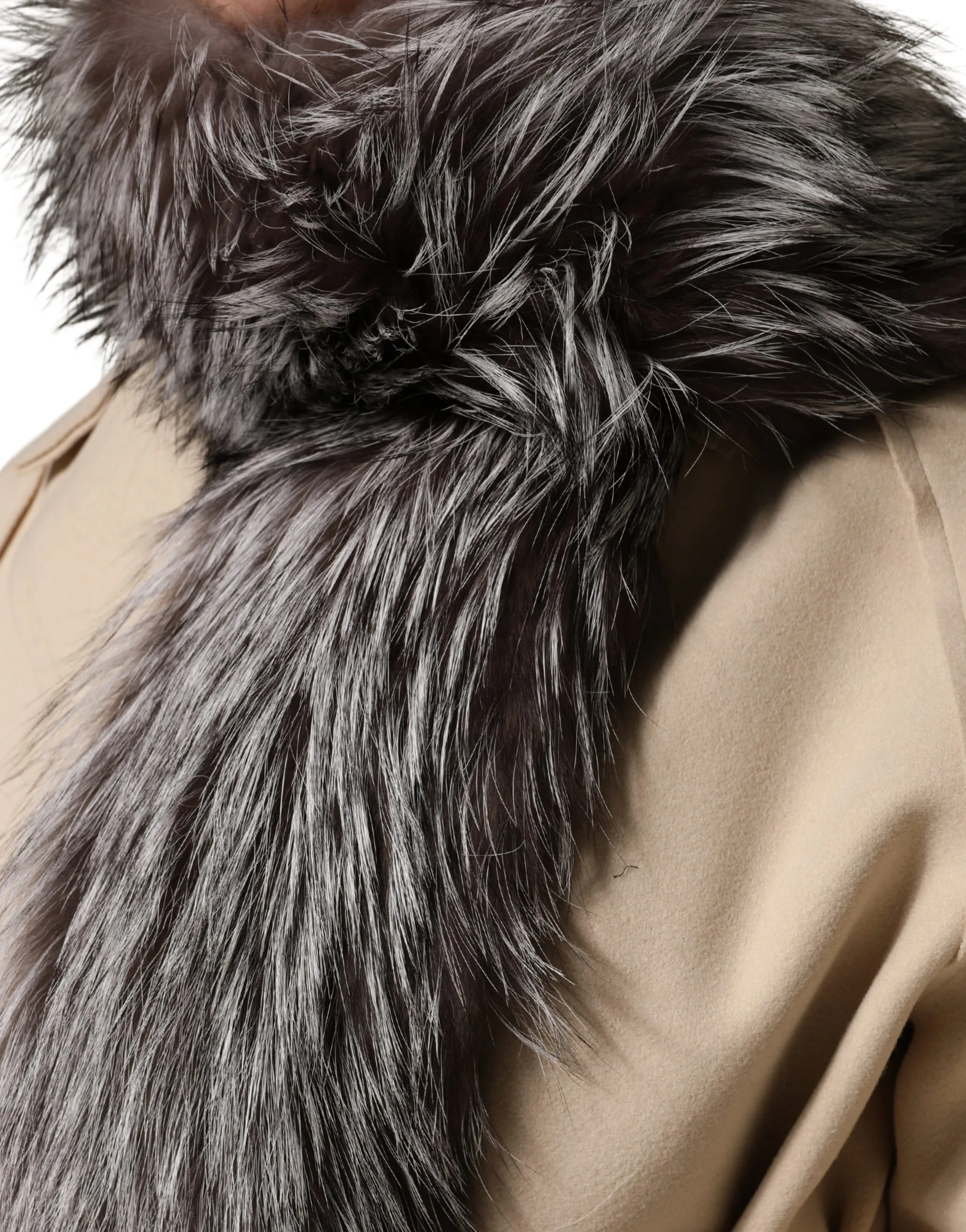 Gray Fox Fur Neck Wrap Warmer Winter Scarf - Image 3