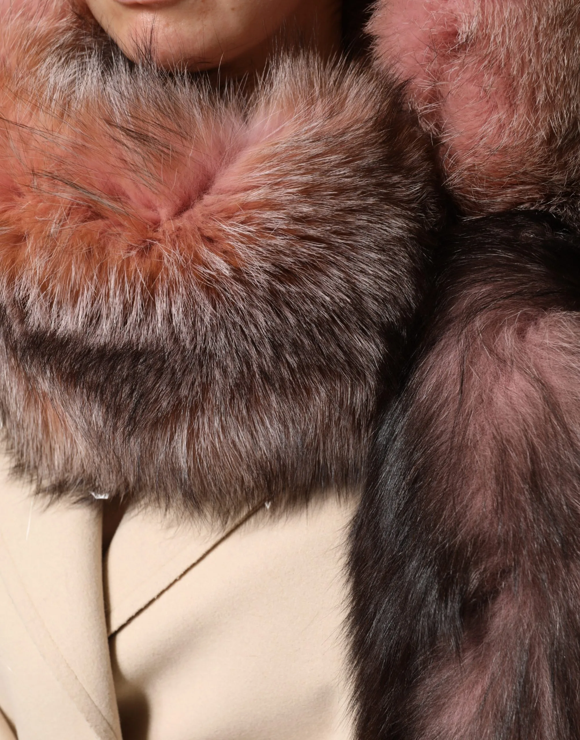 Pink Frost Fox Fur Neck Warmer Winter Scarf - Image 3