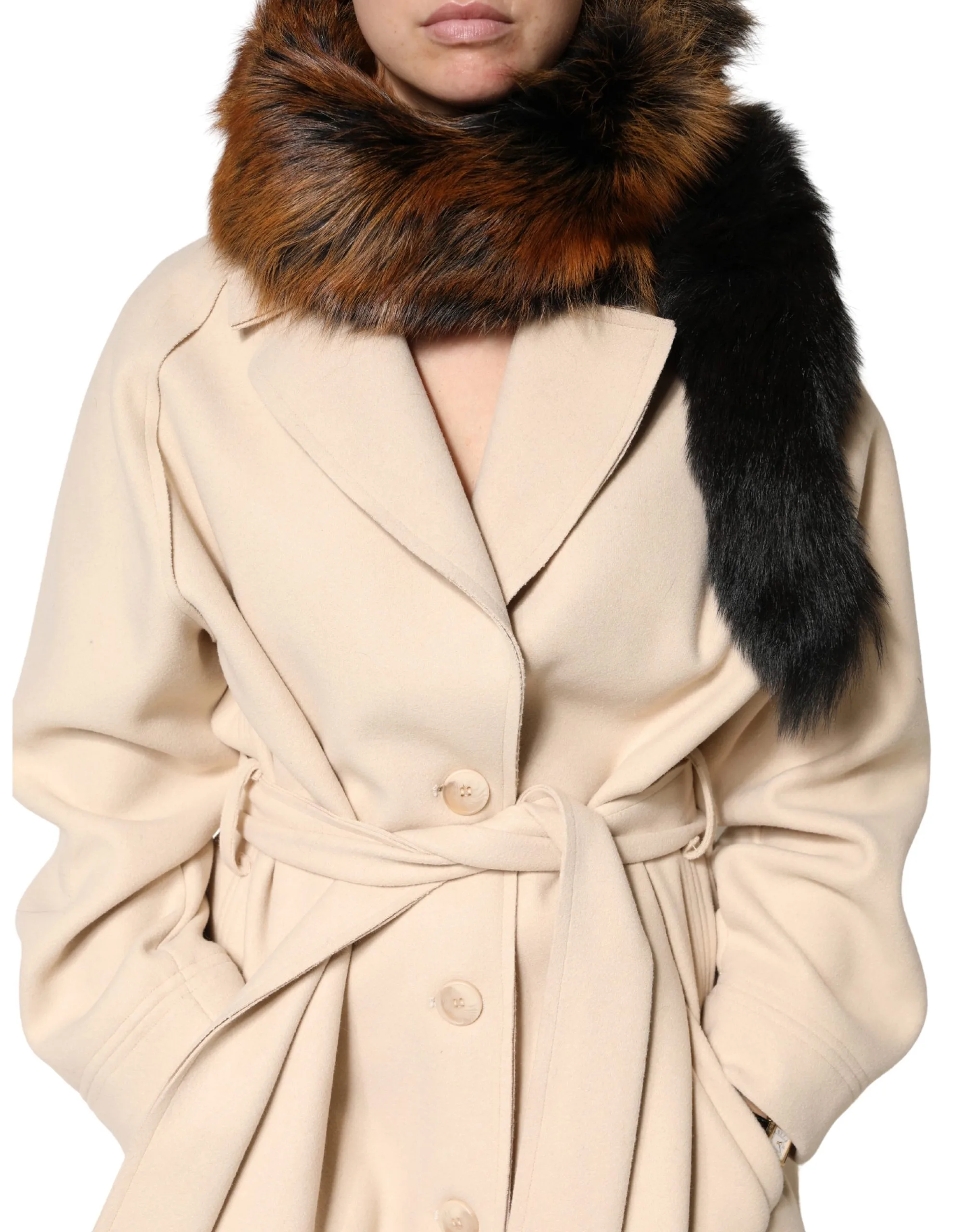 Brown Red Fox Fur Neck Warmer Winter Scarf