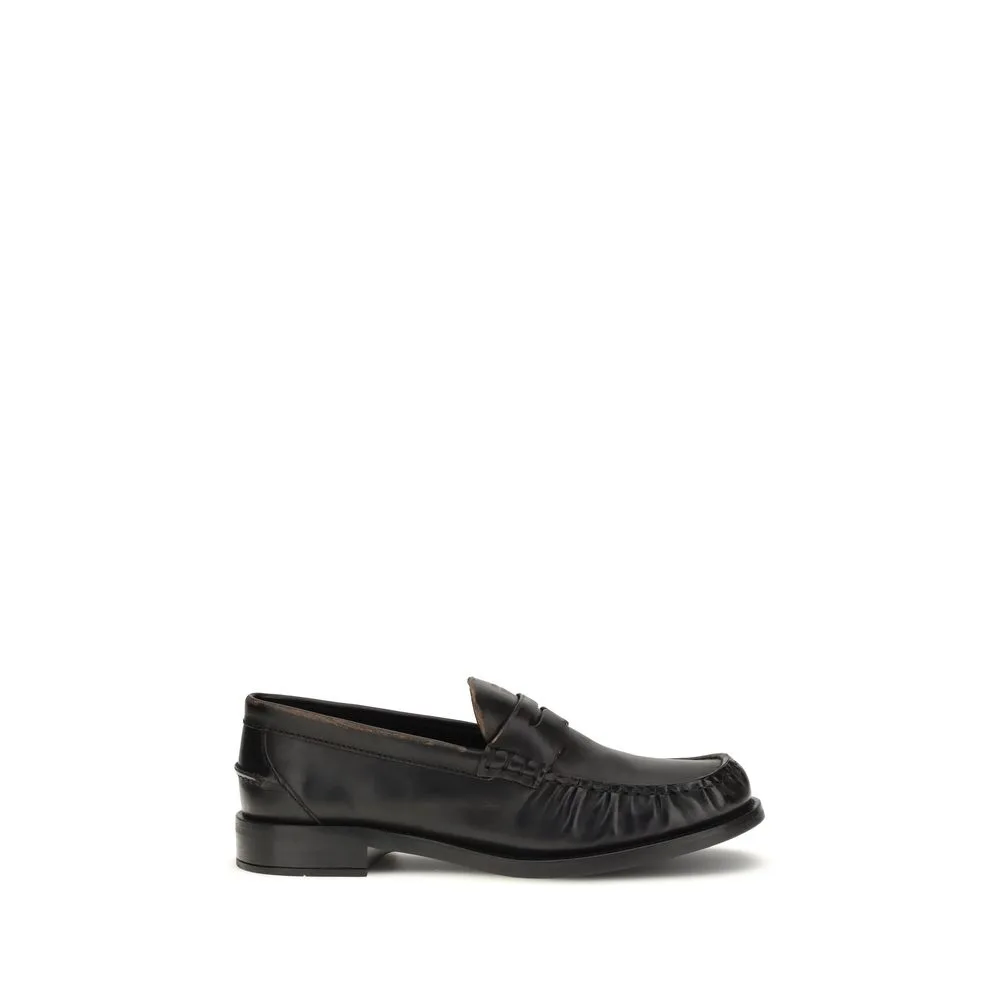Black Calf Leather Bos Taurus Slip - On Loafers
