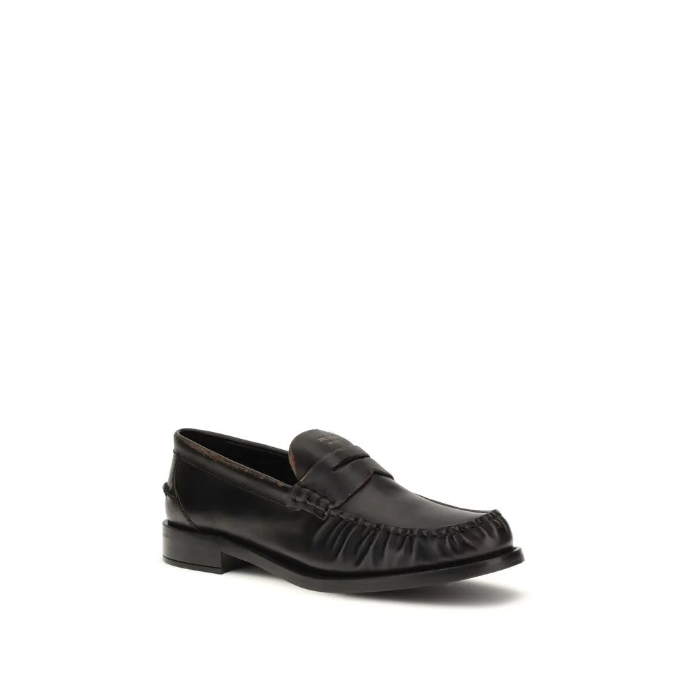 Black Calf Leather Bos Taurus Slip - On Loafers - Image 2