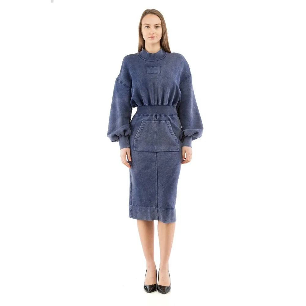 Multicolor Cotton Casual Dress — Blue