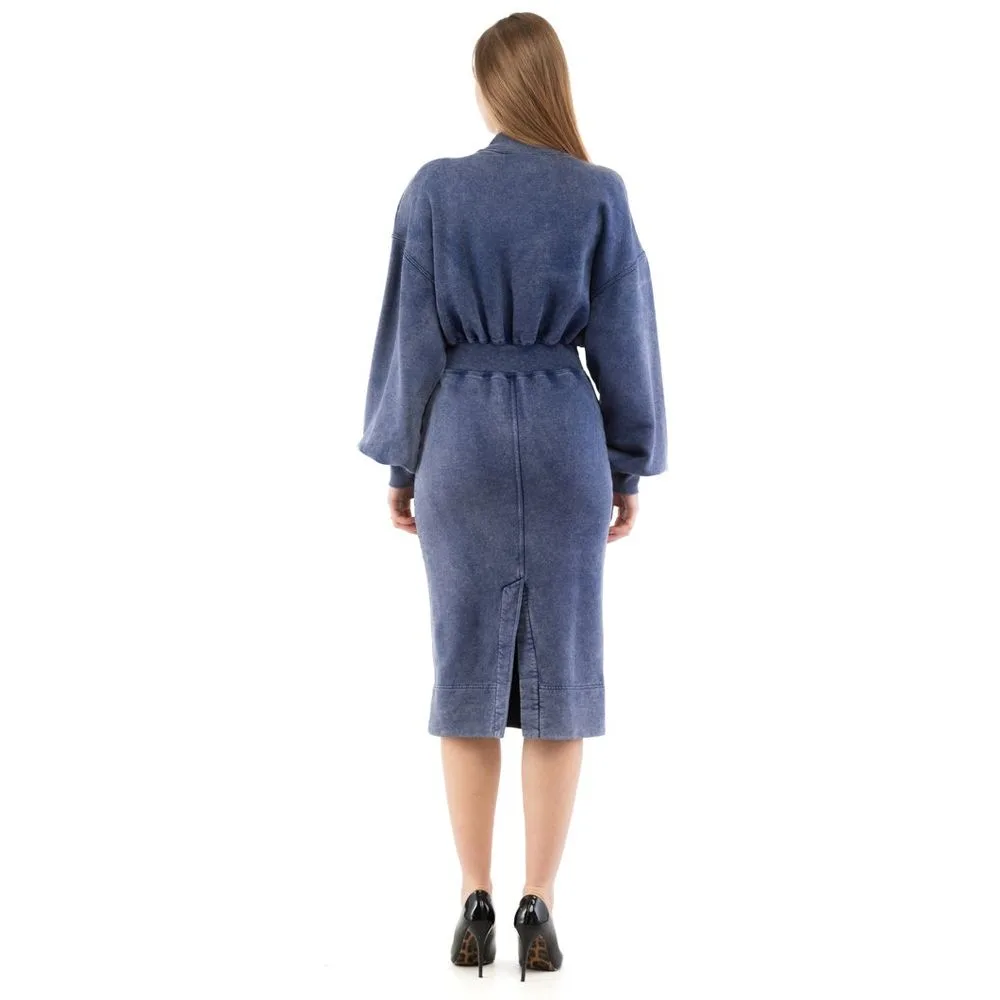 Multicolor Cotton Casual Dress — Blue - Image 3