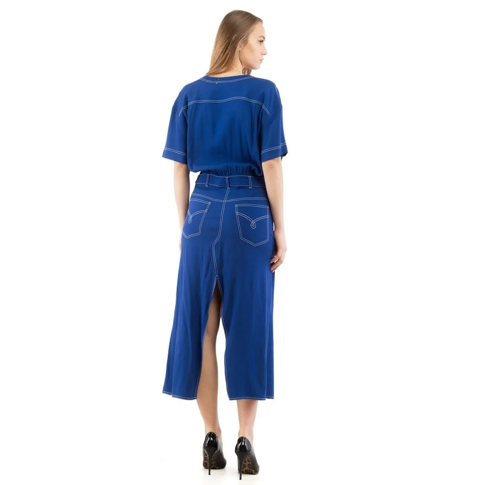 Multicolor Marabou Casual Dress — Blue - Image 3