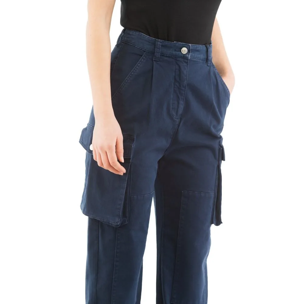 Blue Cotton Cargo Pants - Image 2