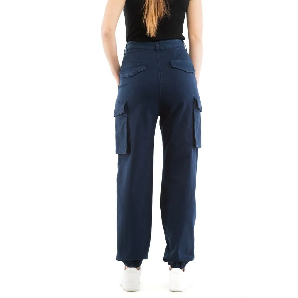 Blue Cotton Cargo Pants - Image 3