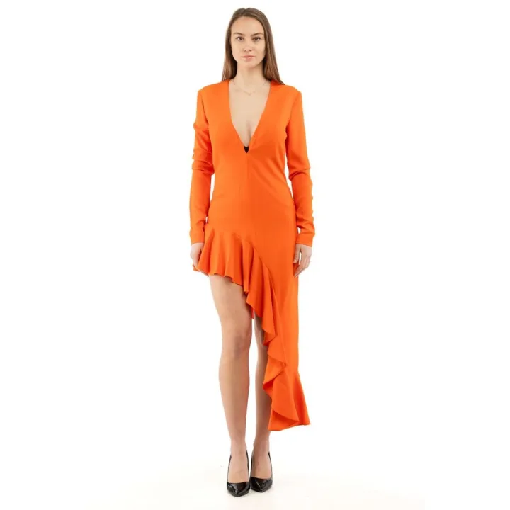 Orange Marabou Casual Dress