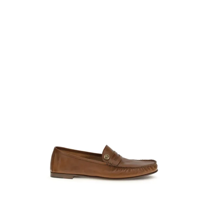 Brown Calf Leather Bos Taurus Slip - On Loafers