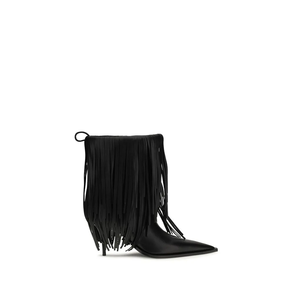 Black Calf Leather Bos Taurus Ankle Boots