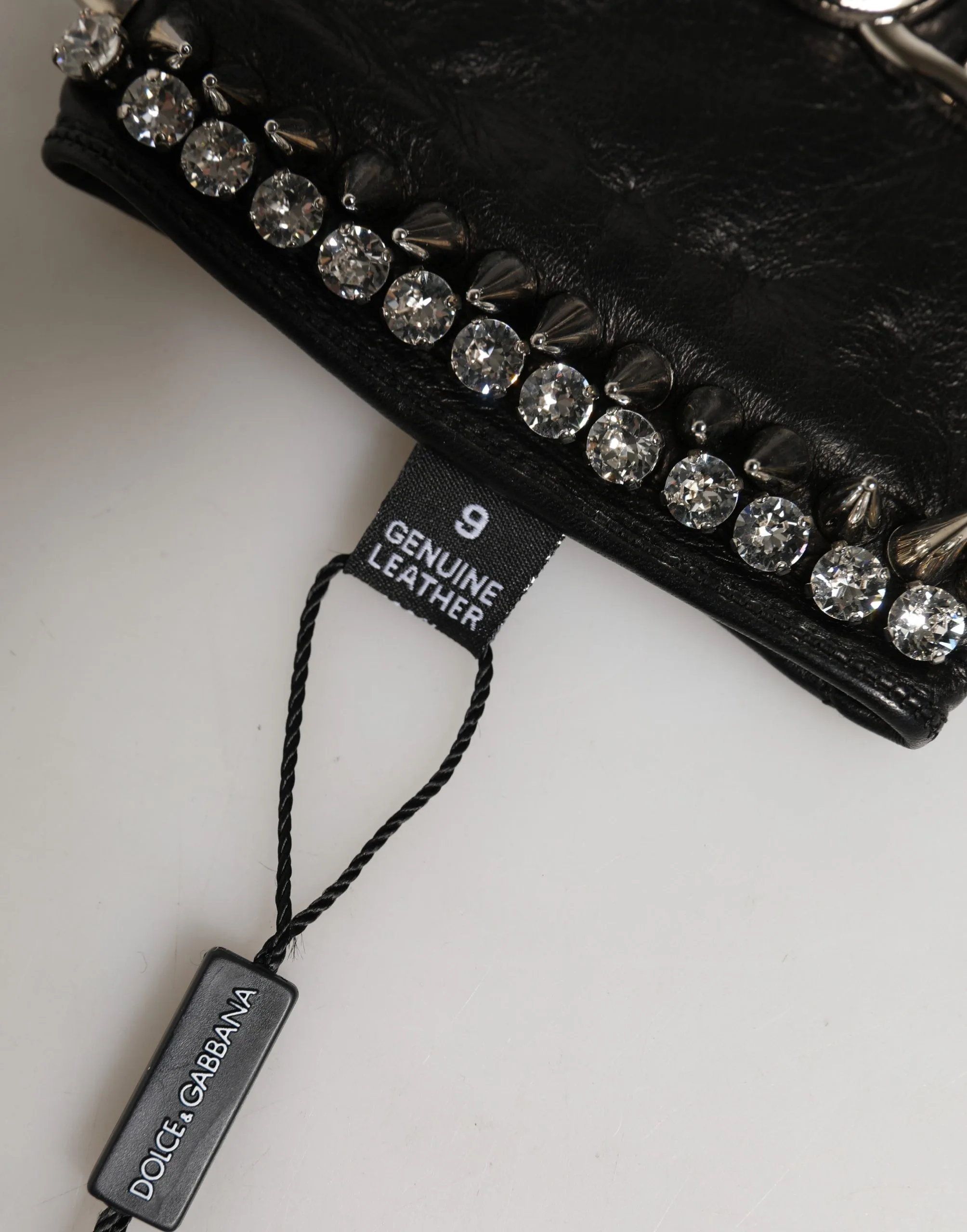 Women Black Embellished Wrist Length Mitten Gloves - Image 4