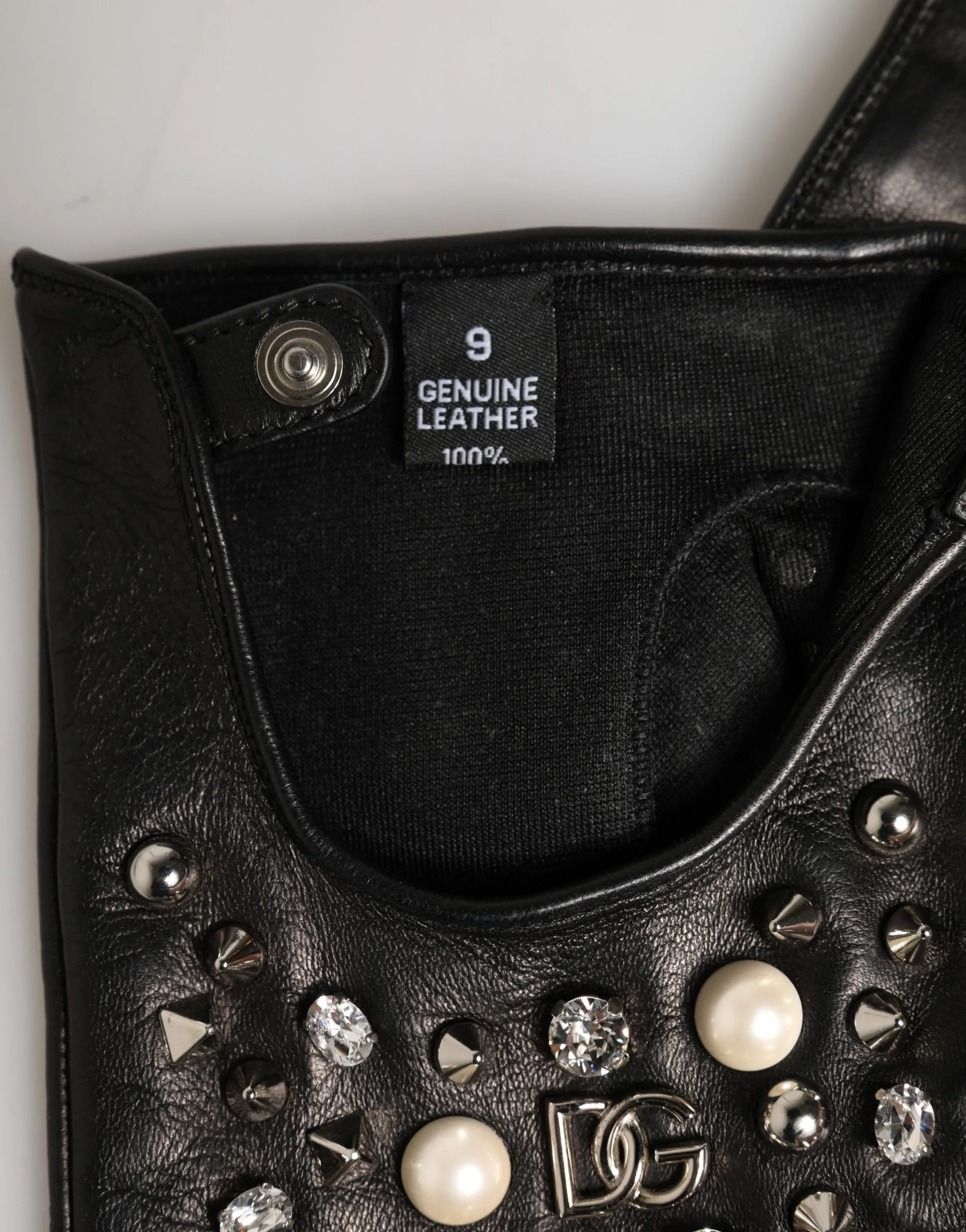 Black Embellished Wrist Length Mitten Women Gloves - Image 4