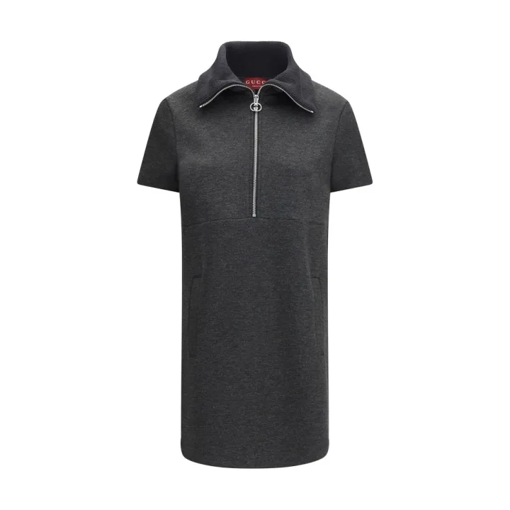Gray Cotton Casual Dress