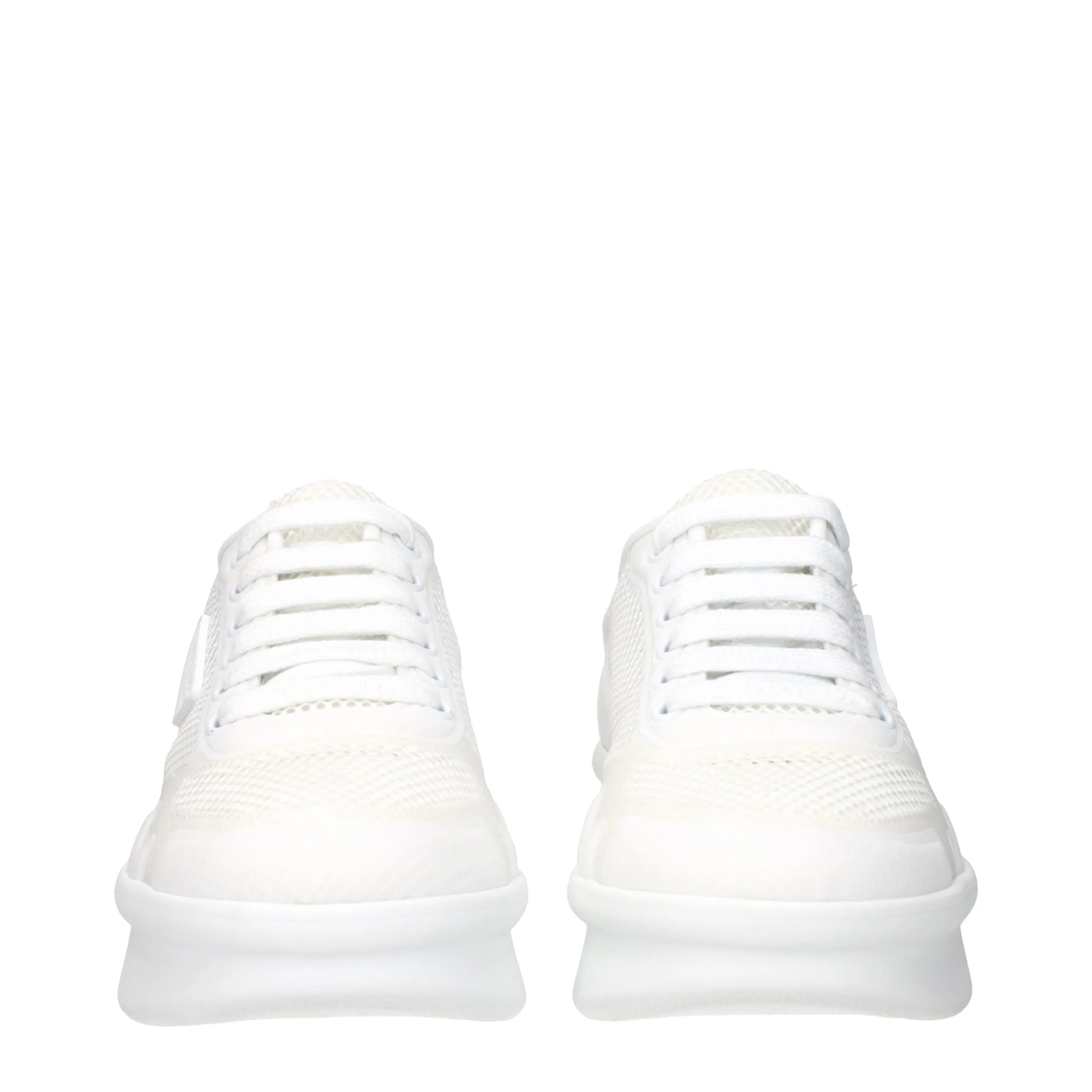 White Fabric Low Top Sneakers - Image 3