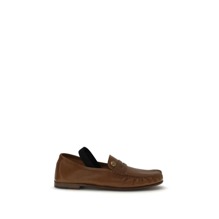 Brown Lamb Ovis Aries Slip - On Loafers