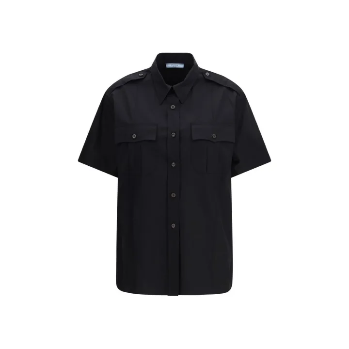 Black Cotton Shortsleeve Shirt