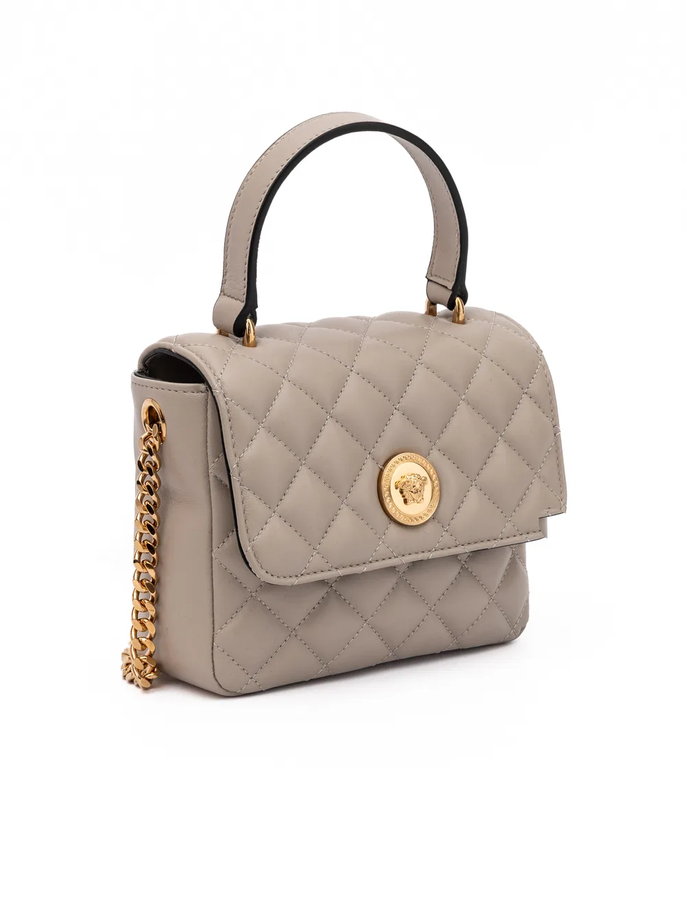 Taupe Quilted Leather Handbag - Image 2