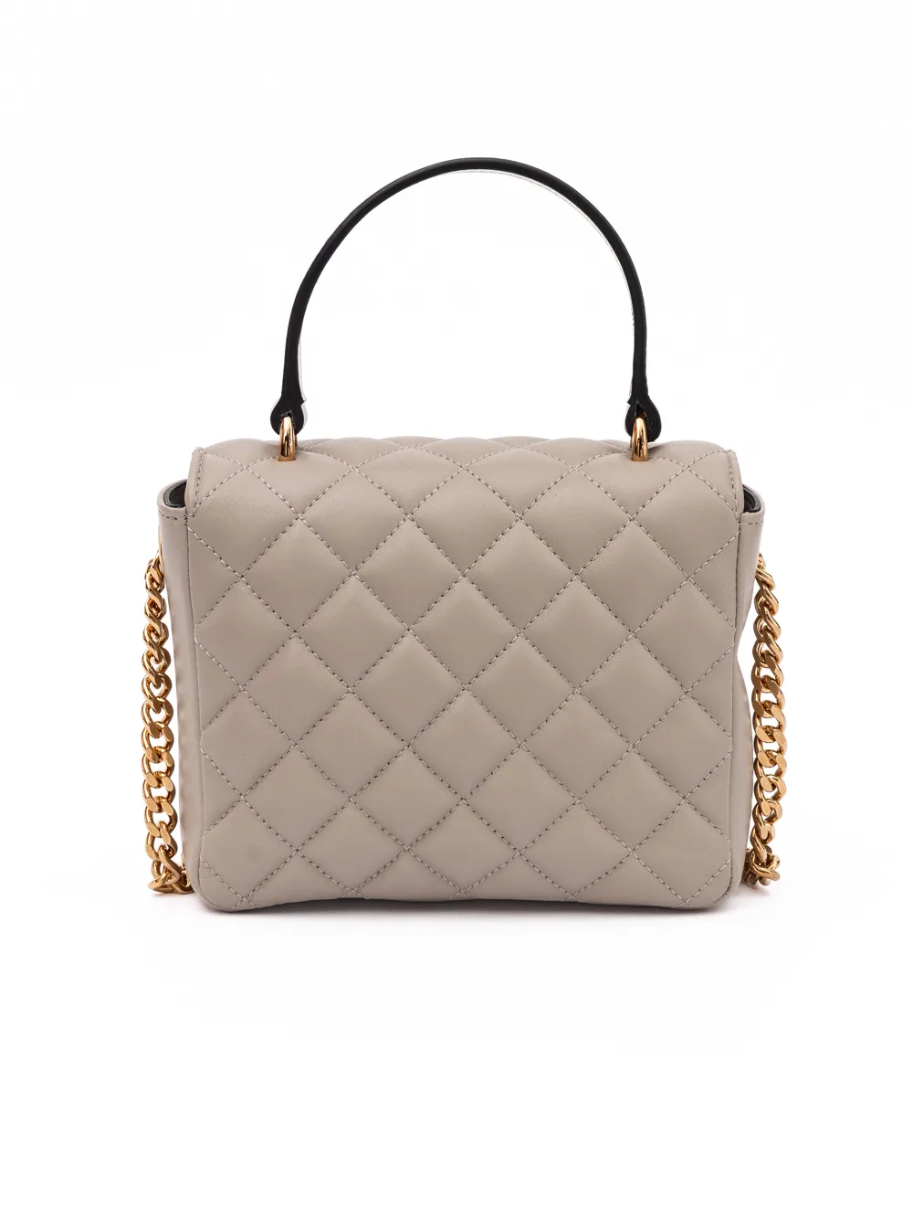 Taupe Quilted Leather Handbag - Image 3